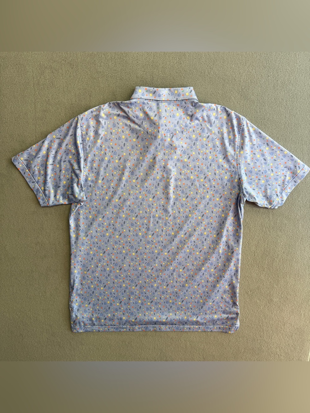 Peter Millar Summer Comfort Polo Shirt Large Mens Drink AOP Eagle Golf Club Blue - Picture 3 of 8